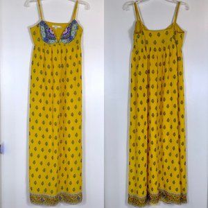 Vintage Calypso St. Barth Silk Maxi Dress Beaded Sleeveless Full Length Lined